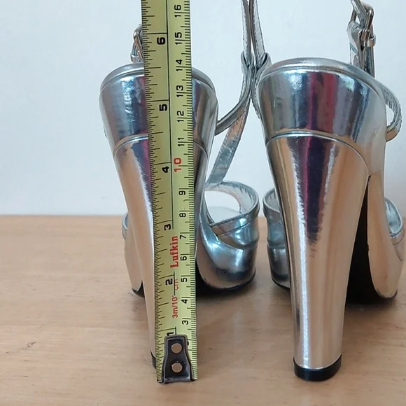 Burberry Silver Leather High Heel Sandals - Picture 15 of 16